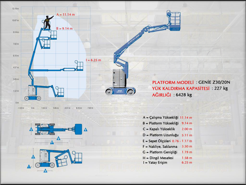 Akl Eklemli Manlift Platform 12 Metrelik