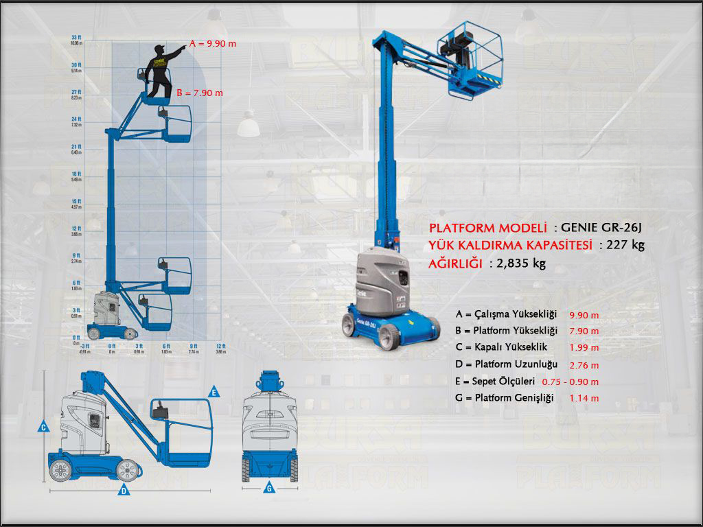 Dikey Manlift Platform 10 Metrelik