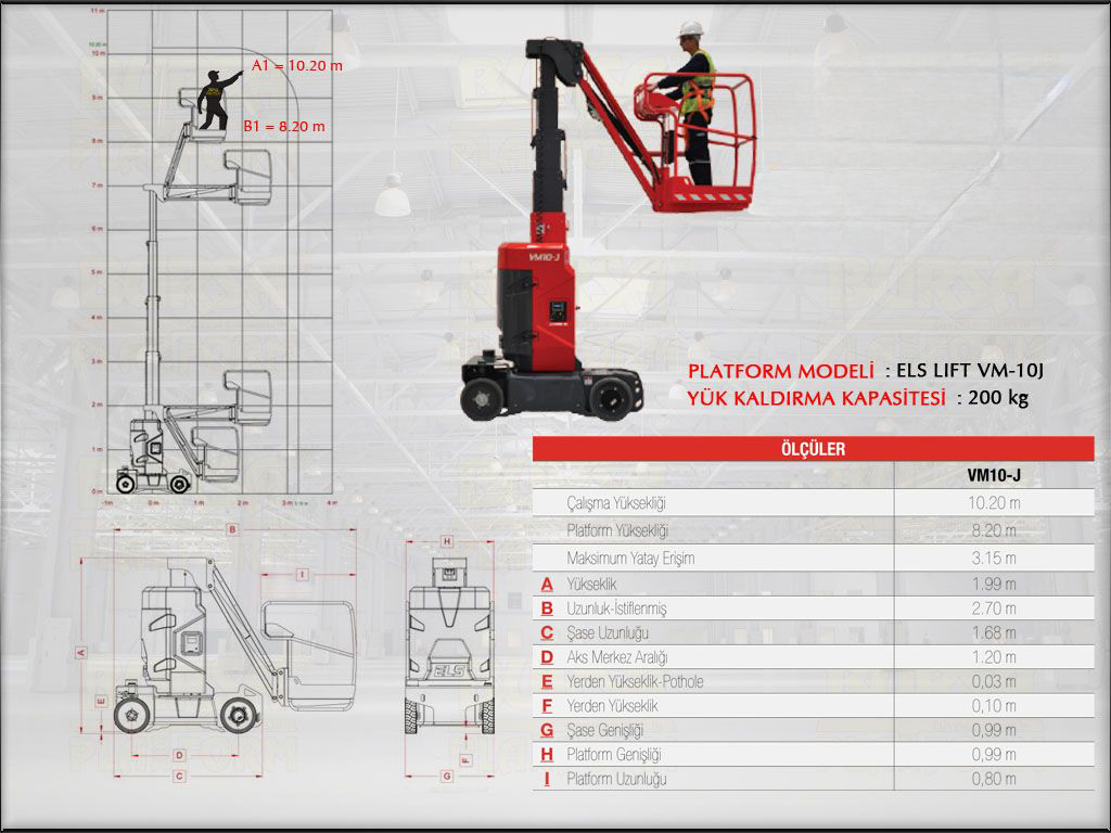 Dikey Manlift Platform ELS 10 Metrelik